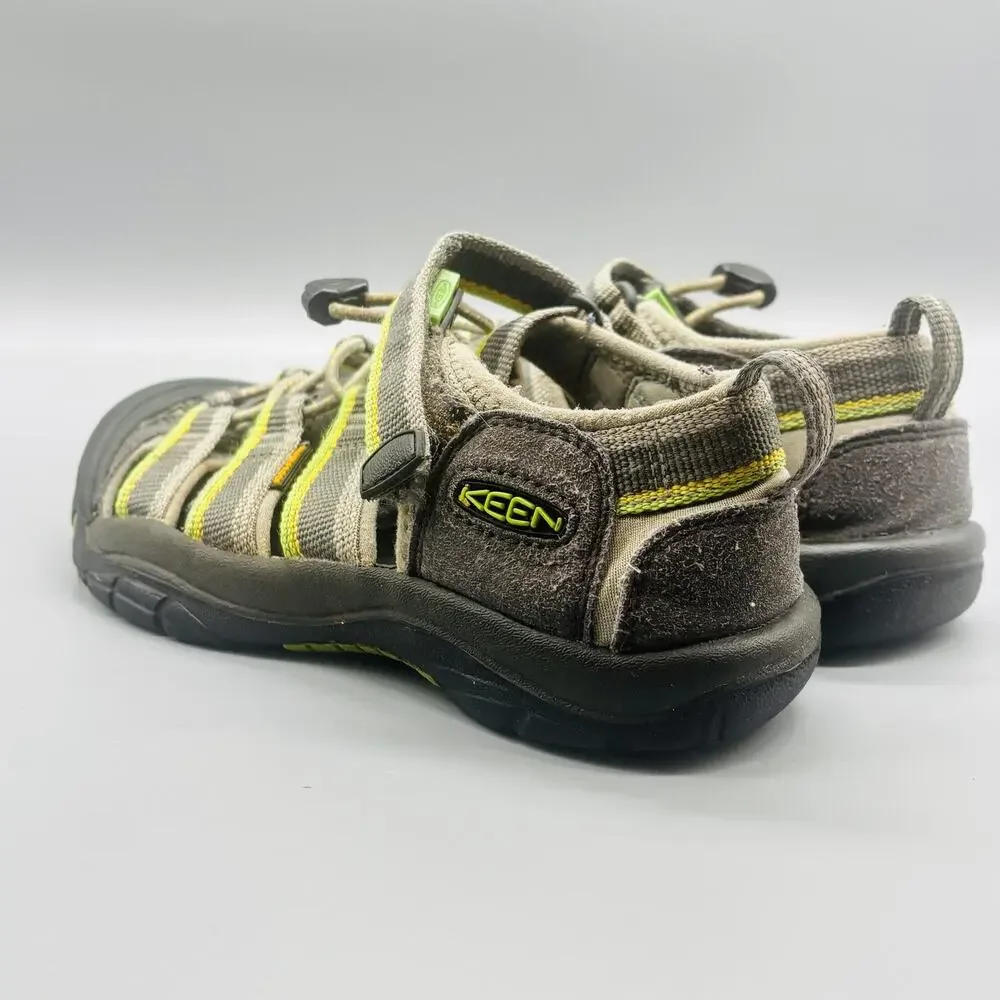 Keen Sandals Youth 2 Gray Lime Newport H2 Strappy Closed Toe Water Hiking Shoes